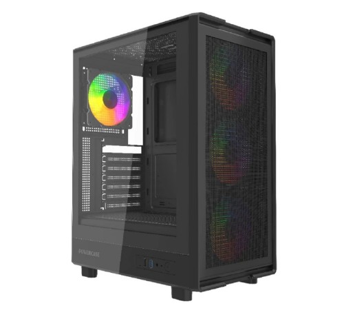 Powercase Корпус Mistral A4B, Tempered Glass, 4x 120mm FRGB Fans, чёрный, ATX  (CMAB-L4)