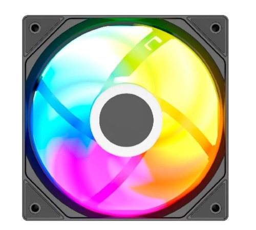 Powercase Вентилятор (M53-14 ARGB) Black 140x140x25mm (PWM, 80шт./кор, 4pin PWM (M+F)+ 3pin ARGB (M+F), 600-1800±10% об/мин) Bulk