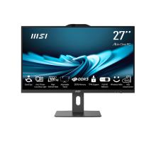 Моноблок MSI Pro AP272P 14M AiO 27" FHD(1920x1080)IPS AG Non-touch, Core i5-14400 (2.5GHz), 8Gb DDR5(1x8Gb),512GB SSD M.2, Intel UHD, WiFi,BT,camera,WirelessKB&mouse Eng/Rus,No OS,1y war-ty, Black