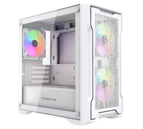 Powercase Mistral Micro X3W ARGB, Tempered Glass, 3x 120mm ARGB PWM Fan, белый, mATX  (CMMXW-A3)