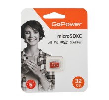 Карта памяти microSD GoPower 32GB Class10 UHS-I (U3) 80 МБ/сек V10 без адаптера GoPower 00-00025680
