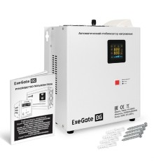 Exegate EX298700RUS  Стабилизатор напряжения настенный ExeGate Master AV-20000M (20000ВА, вход 140-260В, цветной дисплей, выход 220В±8%, КПД 98%, 5 уровней защиты, задержка, усиленный метал.корпус