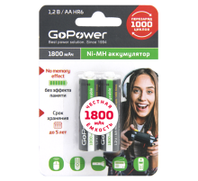 Аккумулятор бытовой GoPower HR6 AA BL2 NI-MH 1800mAh (2/20/240) блистер (2 шт.) Аккумулятор бытовой GoPower HR6 AA (00-00015317)