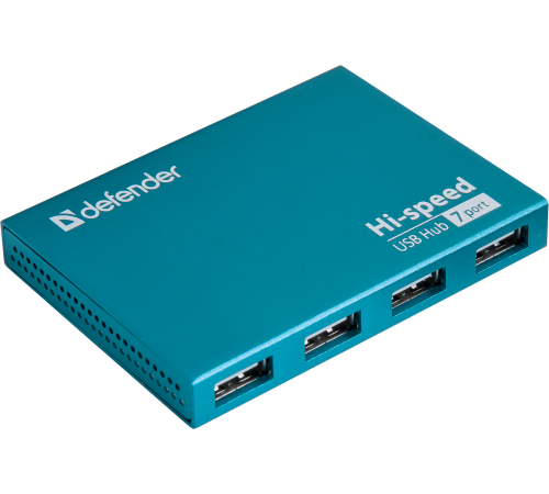 DEFENDER USB (QUADRO) SEPTIMA SLIM USB 2.0, 7 порта, (с адап. 2А)