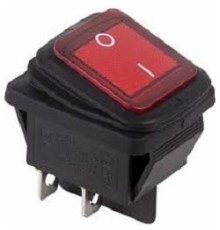 Rexant 36-2360 Выключатель клавишный 250V 15А (4с) ON-OFF красный  с подсветкой  ВЛАГОЗАЩИТА