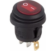 Rexant 36-2595 Выключатель клавишный круглый 250V 6А (3с) ON-OFF красный  с подсветкой  ВЛАГОЗАЩИТА
