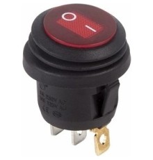 Rexant 36-2595 Выключатель клавишный круглый 250V 6А (3с) ON-OFF красный  с подсветкой  ВЛАГОЗАЩИТА