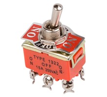 Rexant (36-4132) Тумблер 250V 15А (6c) ON-OFF-ON двухполюсный (KN-203)