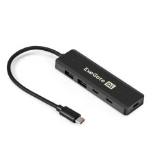 Exegate EX298169RUS USB-Хаб (концентратор) 4-в-1 ExeGate DUB-2C2P/10G (кабель-адаптер USB 3.2 Gen2 Type C --> 2xUSB3.2 Gen2 Type-A (10G)/2xUSB3.2 Gen2 Type-C (10G), SuperSpeed+ USB 10Gbps, Plug&Play,