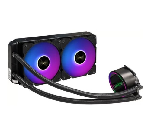 Exegate EX298224RUS Комплект водяного охлаждения ExeGate BlackWater-240V3.PWM.ARGB (3 PIN 5V ADDRESSABLE RGB подсветка, LGA2066/2011/1366/1150/1151/1155/1156/1200/1700/1851/AM4/AM5/FM1/FM2/FM2+/AM2/AM