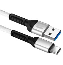 Defender USB кабель F167 TypeC, white, 1м, 2.4А, ткань, пакет (87103WHI)