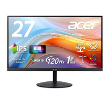 МОНИТОР 27" Acer SA272UG0bmiipx Black (IPS, 2560х1440, 120Hz, 1 ms, 178°/178°, 250 cd/m, 1300:1, +2xНDMI 2.0, +DP,MM)