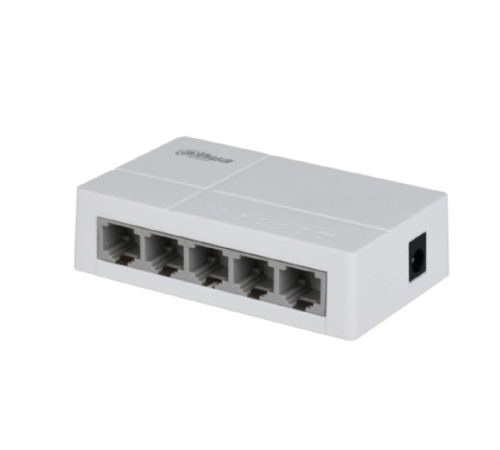 DAHUA DH-SF1005L 5-портовый неуправляемый коммутатор, 5x10/100 Base-T, коммутация 1 Гбит/с, MAC-таблица 2К, пластик