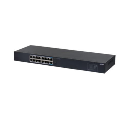 DAHUA DH-SG1016 16-портовый гигабитный неуправляемый коммутатор, 16xRJ45 1Gb, коммутация 32 Гбит/с, MAC-таблица 8К, металл