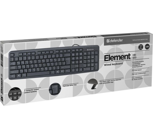 Defender Проводная клавиатура Element HB-520 USB RU,черный,полноразмерная USB Defender Element HB-520 USB (45522)