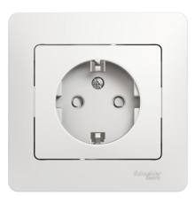 Systeme electric GSL000144 GLOSSA РОЗЕТКА с заземлением со шторками, 16А, в сборе, БЕЛЫЙ