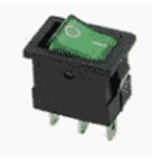 Rexant 36-2173 Выключатель клавишный 12V 15А (3с) ON-OFF зеленый  с подсветкой  Mini