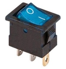 Rexant 36-2171 Выключатель клавишный 12V 15А (3с) ON-OFF синий  с подсветкой  Mini