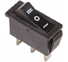 Rexant 36-2220 Выключатель клавишный 250V 10А (3с) ON-OFF-ON черный  с нейтралью