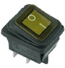 Rexant 36-2363 Выключатель клавишный 250V 15А (4с) ON-OFF желтый  с подсветкой  ВЛАГОЗАЩИТА