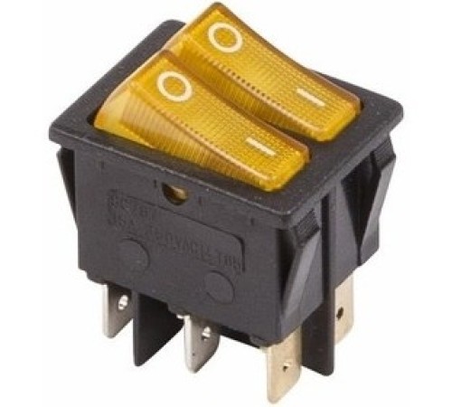 Rexant 36-2413 Выключатель клавишный 250V 15А (6с) ON-OFF желтый с подсветкой ДВОЙНОЙ Rexant 36-2413 Выключатель клавишный 250V 15А (6с) ON-OFF желтый с подсветкой ДВОЙНОЙ