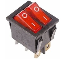 Rexant 36-2410 Выключатель клавишный 250V 15А (6с) ON-OFF красный  с подсветкой  ДВОЙНОЙ