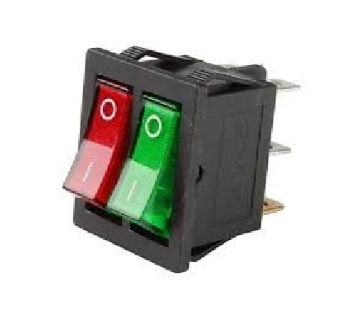 Rexant 36-2450 Выключатель клавишный 250V 15А (6с) ON-OFF красный/зеленый с подсветкой ДВОЙНОЙ Rexant 36-2450 Выключатель клавишный 250V 15А (6с) ON-OFF красный/зеленый с подсветкой ДВОЙНОЙ