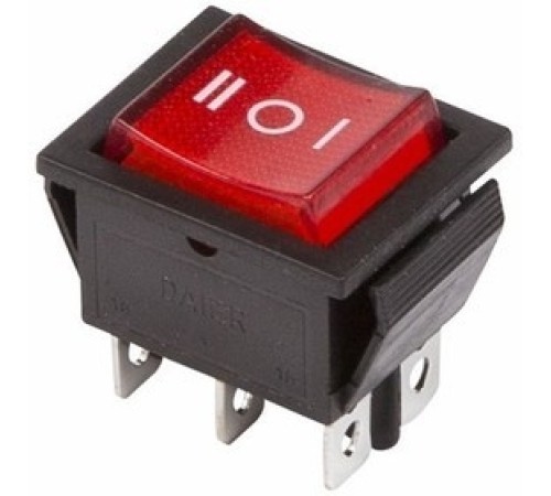 Rexant 36-2390 Выключатель клавишный 250V 15А (6с) ON-OFF-ON красный с подсветкой и нейтралью Rexant 36-2390 Выключатель клавишный 250V 15А (6с) ON-OFF-ON красный с подсветкой и нейтралью