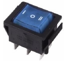 Rexant 36-2391 Выключатель клавишный 250V 15А (6с) ON-OFF-ON синий  с подсветкой и нейтралью