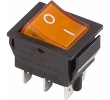 Rexant 36-2353 Выключатель клавишный 250V 15А (6с) ON-ON желтый  с подсветкой