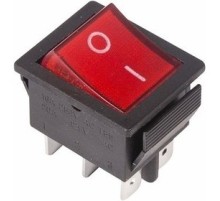 Rexant 36-2350 Выключатель клавишный 250V 15А (6с) ON-ON красный  с подсветкой