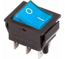 Rexant 36-2351 Выключатель клавишный 250V 15А (6с) ON-ON синий  с подсветкой