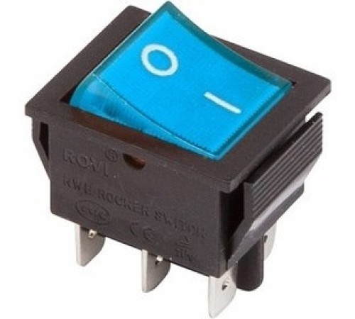 Rexant 36-2351 Выключатель клавишный 250V 15А (6с) ON-ON синий с подсветкой Rexant 36-2351 Выключатель клавишный 250V 15А (6с) ON-ON синий с подсветкой