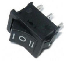 Rexant 36-2145 Выключатель клавишный 250V 6А (3с) ON-OFF-ON черный  с нейтралью  Mini