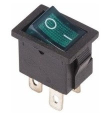 Rexant 36-2193 Выключатель клавишный 250V 6А (4с) ON-OFF зеленый  с подсветкой  Mini