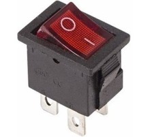 Rexant 36-2190 Выключатель клавишный 250V 6А (4с) ON-OFF красный  с подсветкой  Mini   в уп 10 шт