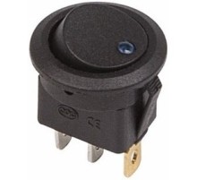 Rexant 36-2581 Выключатель клавишный круглый 12V 16А (3с) ON-OFF черный  с синей подсветкой