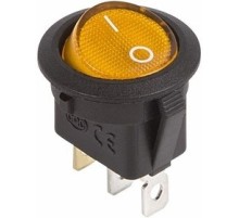 Rexant 36-2587 Выключатель клавишный круглый 12V 20А (3с) ON-OFF желтый  с подсветкой ( 10 шт в 1 уп)