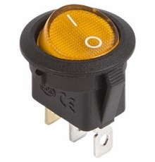 Rexant 36-2587 Выключатель клавишный круглый 12V 20А (3с) ON-OFF желтый  с подсветкой ( 10 шт в 1 уп)