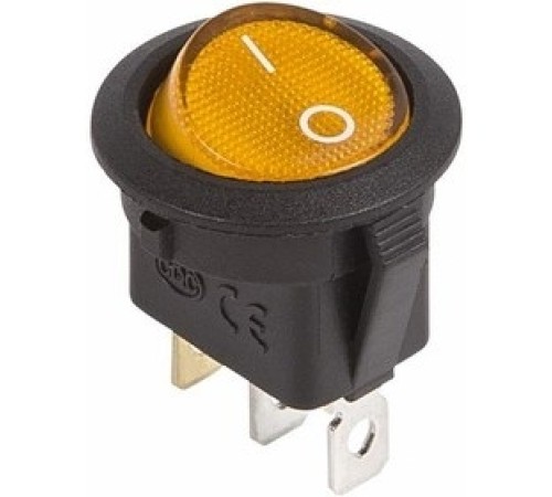 Rexant 36-2587 Выключатель клавишный круглый 12V 20А (3с) ON-OFF желтый  с подсветкой ( 10 шт в 1 уп)