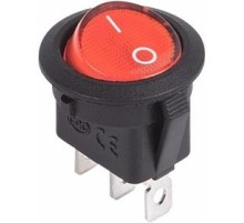 Rexant 36-2585 Выключатель клавишный круглый 12V 20А (3с) ON-OFF красный  с подсветкой  (уп 10 шт)