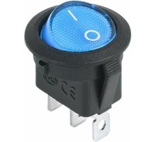 Rexant 36-2586 Выключатель клавишный круглый 12V 20А (3с) ON-OFF синий  с подсветкой  (уп 10 шт)
