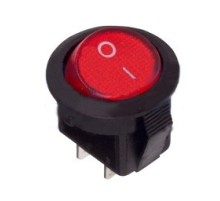 Rexant 36-2511 Выключатель клавишный круглый 250V 3А (2с) ON-OFF красный  Micro  (10 шт)