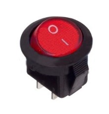 Rexant 36-2511 Выключатель клавишный круглый 250V 3А (2с) ON-OFF красный  Micro  (10 шт)