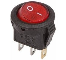 Rexant 36-2530 Выключатель клавишный круглый 250V 3А (3с) ON-OFF красный  с подсветкой  Micro