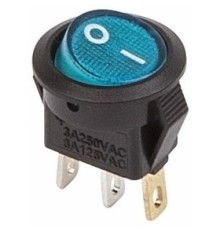 Rexant 36-2531 Выключатель клавишный круглый 250V 3А (3с) ON-OFF синий  с подсветкой  Micro