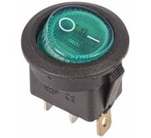 Rexant 36-2573 Выключатель клавишный круглый 250V 6А (3с) ON-OFF зеленый  с подсветкой