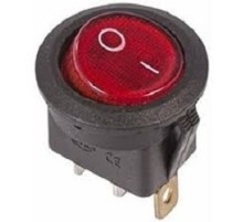 Rexant 36-2570 Выключатель клавишный круглый 250V 6А (3с) ON-OFF красный  с подсветкой