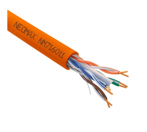 Кабель NEOMAX [NM716011-100M-PT] U/UTP cat.6 4x2x0.57, 23 AWG, Медь, внутренний, LSZH, 100м, оранжевый;  Fluke Tested