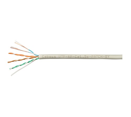 Cabeus UTP-4P-Cat.5e-PATCH-GY Кабель витая пара UTP (U/UTP), категория 5e, 4 пары, (24 AWG), многожильный, PVC нг(А)-LS, серый (305 м)